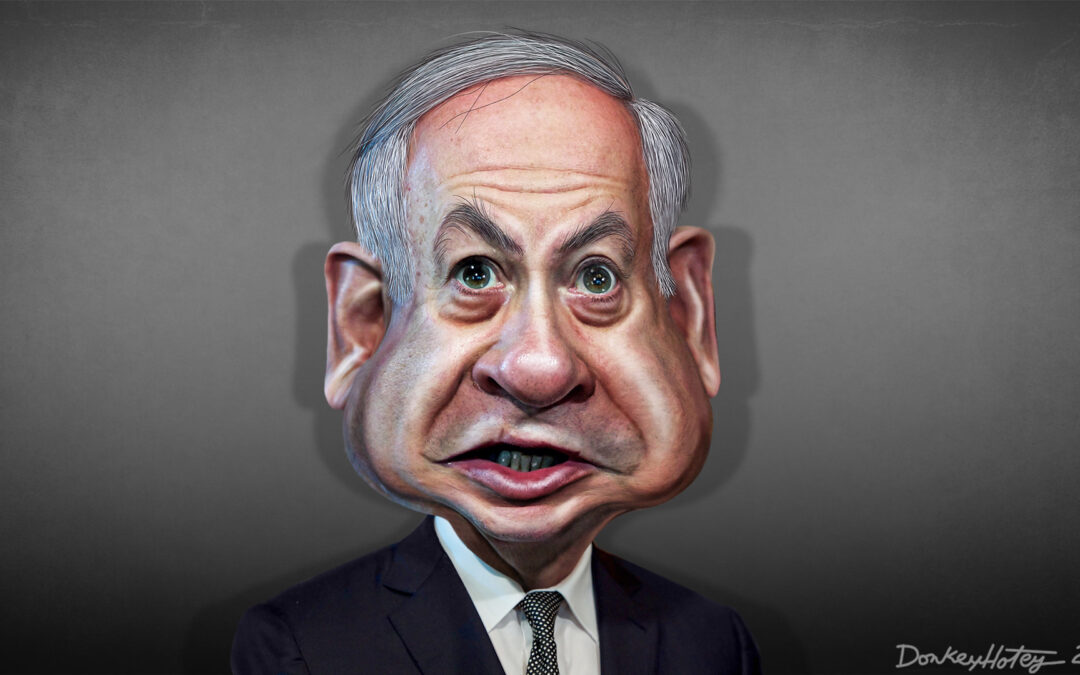 Tegning af Benjamin Netanyahu udført af DonkeyHotey